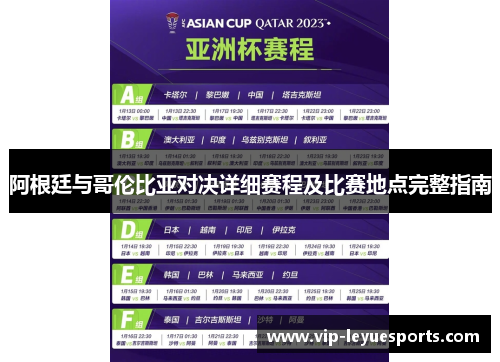阿根廷与哥伦比亚对决详细赛程及比赛地点完整指南 阿根廷与哥伦比亚对决详细赛程及比赛地点完整指南