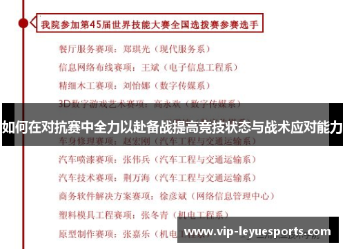 如何在对抗赛中全力以赴备战提高竞技状态与战术应对能力 如何在对抗赛中全力以赴备战提高竞技状态与战术应对能力